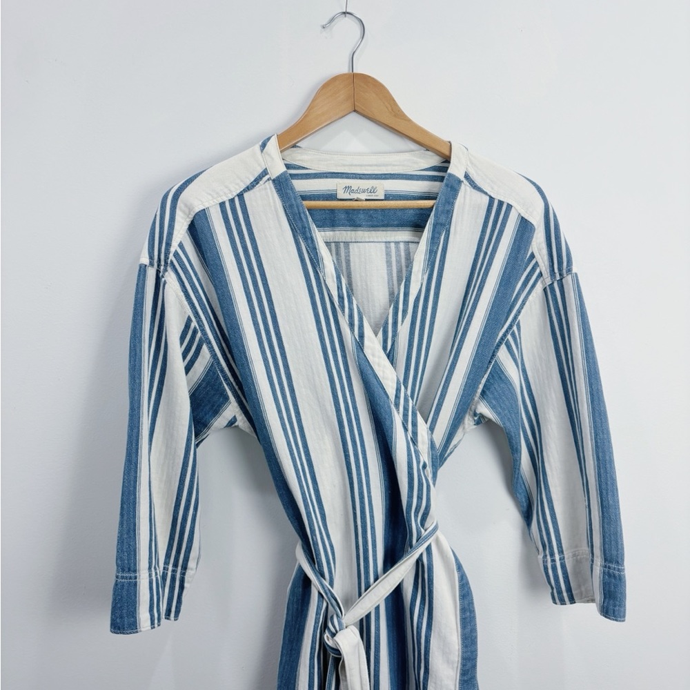 Madewell Linn Stripe Wrap Midi Dress-large